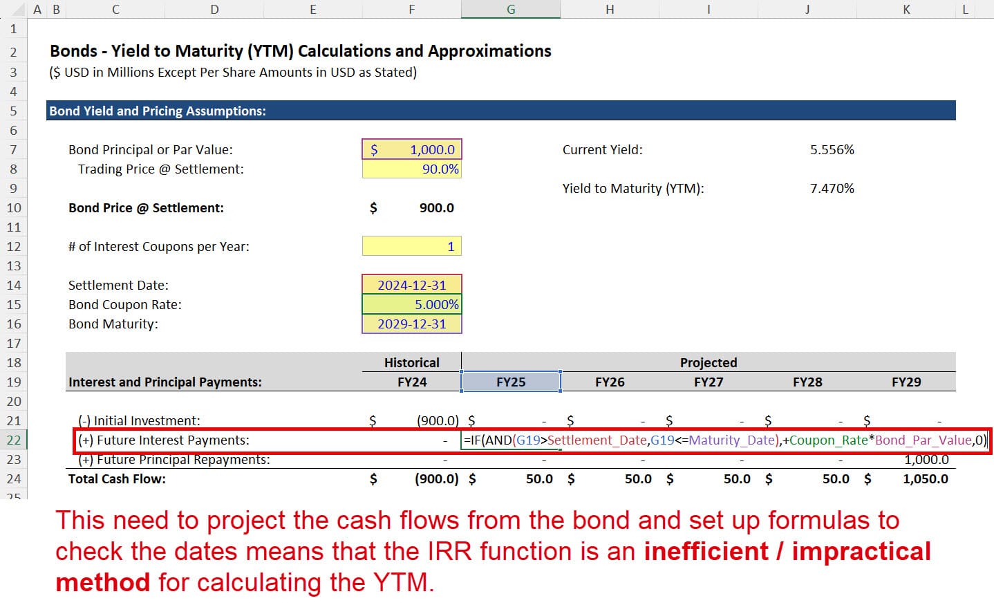 Yield to Maturity via the IRR Function