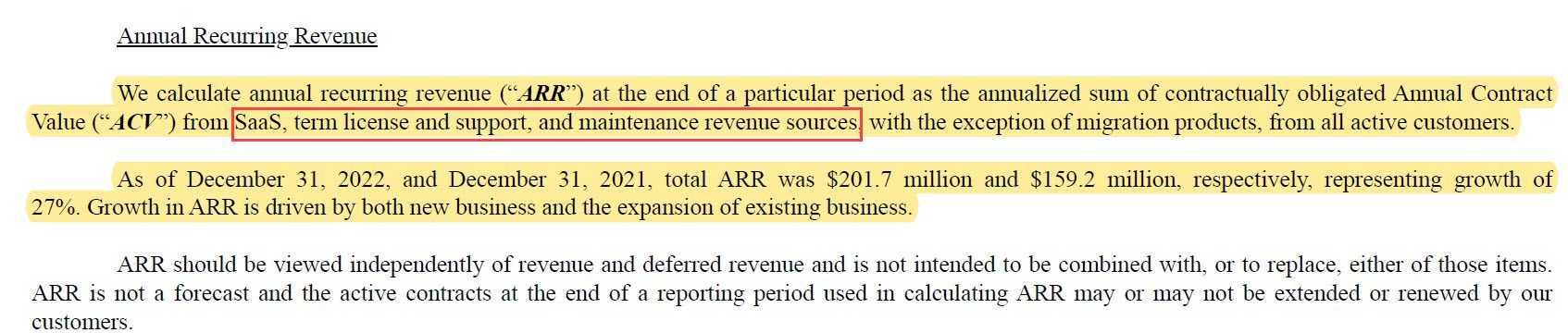 AvePoint - Annual Recurring Revenue Definition