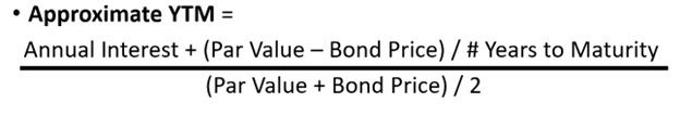 Bond Yield - Approximate Yield to Maturity (YTM)
