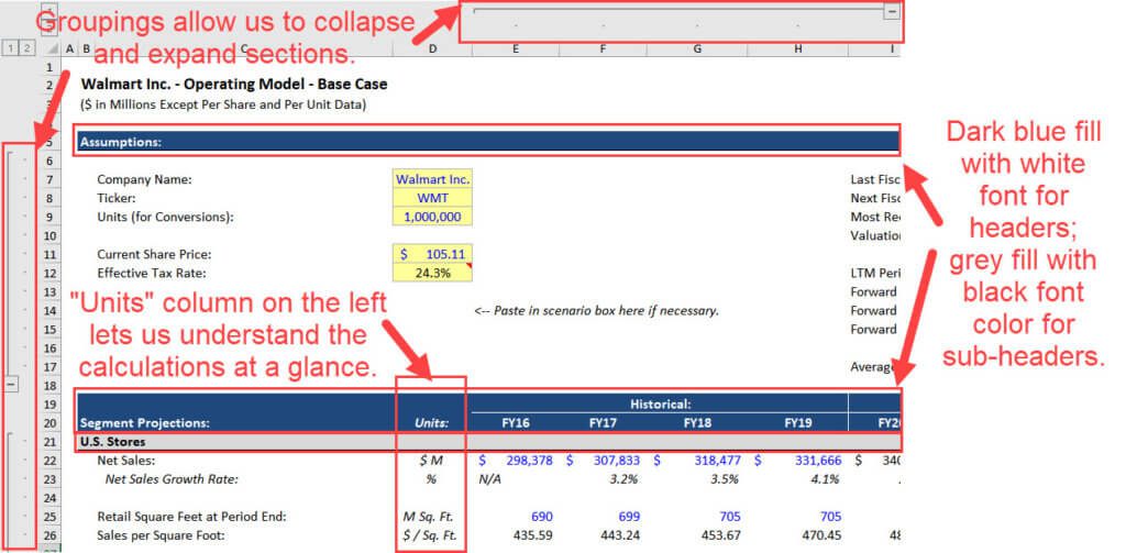 Header and Unit Formatting