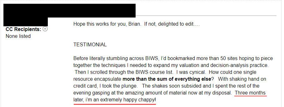 "Three months later, I'm an extremely happy chappy!"