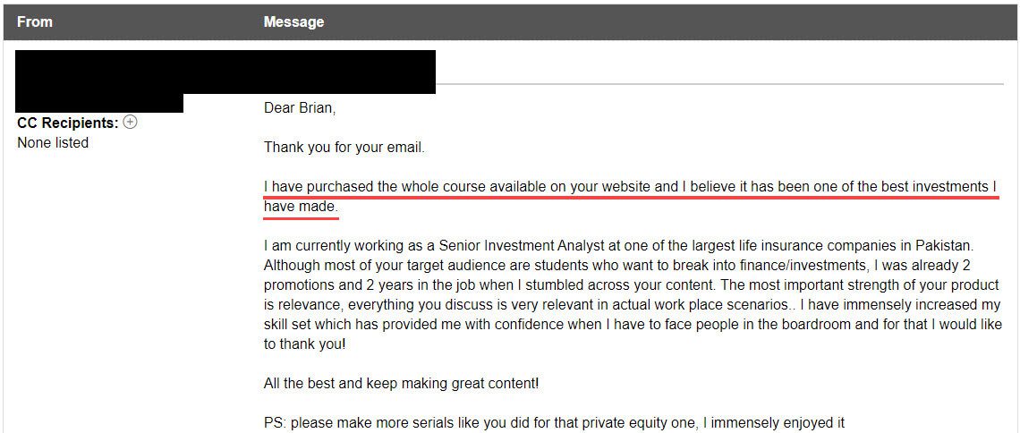 "I have purchased the whole course available on your website and I believe it has been one of the best investments I have made."