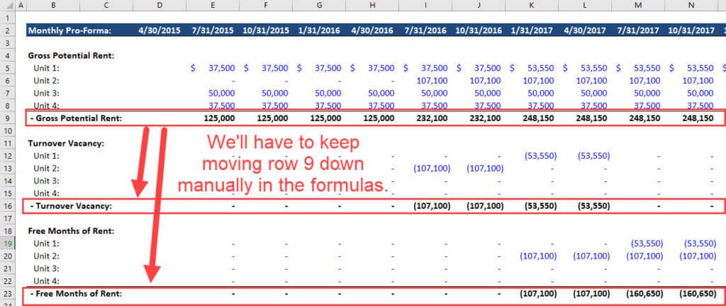 Manual Formula Changes for Rows