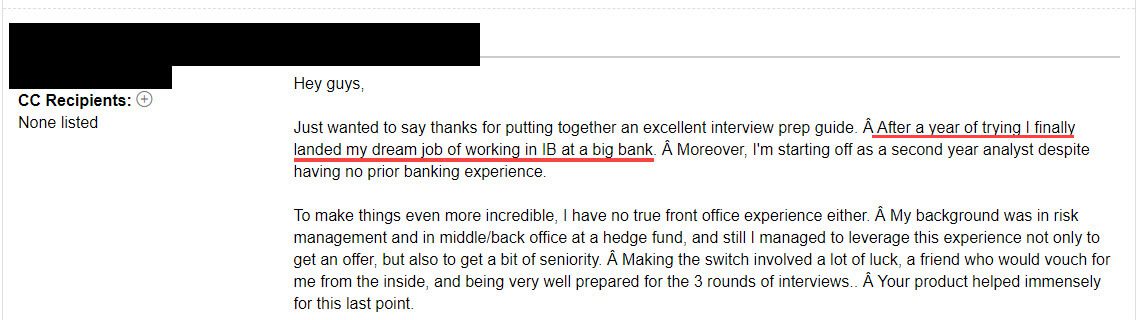 "After a year of trying, I finally landed my dream job of working in IB at a big bank."