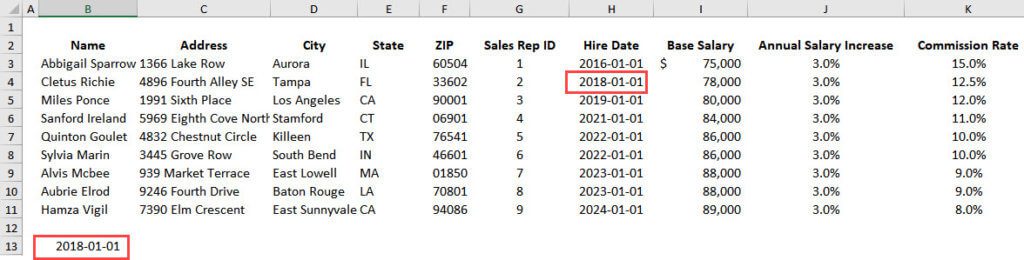 INDEX Function Results