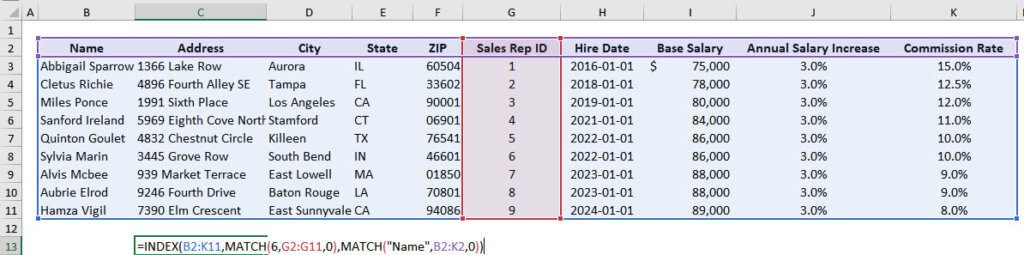 Index Match Function Excel: Combined