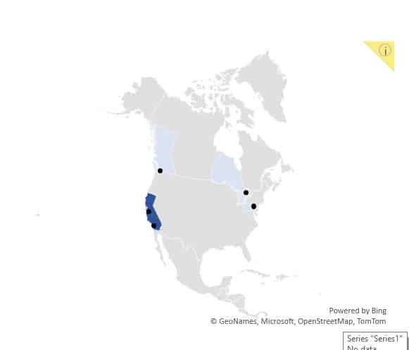 U.S. Office Location Map with City Dots